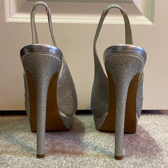 Aldo Silver Sparkle Slingback Platform 8.5 - Picture 2 of 8